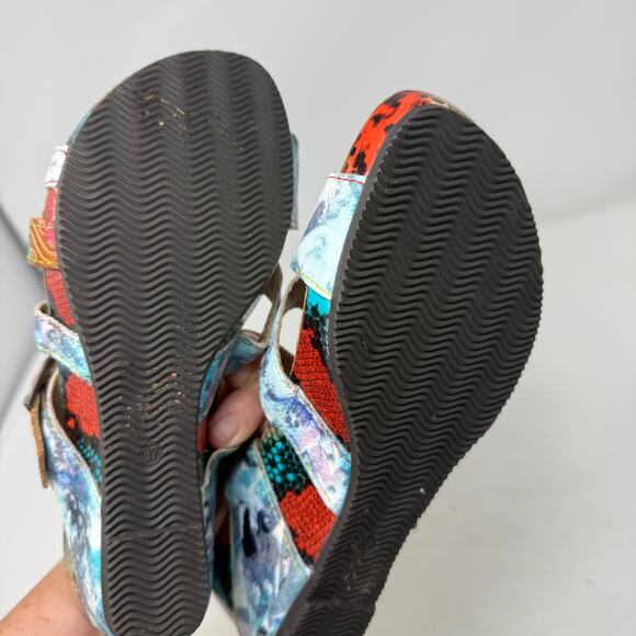 L’Artiste by Spring Step Multicolor Leather Wedge Sandals Size 37 Artsy Festival - Picture 5 of 7